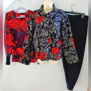 CHICOS SIZE 3 US 16 TOP, JACKET AND DRESS ANKLE JOGGERS 3PC OUTFIT NEW!